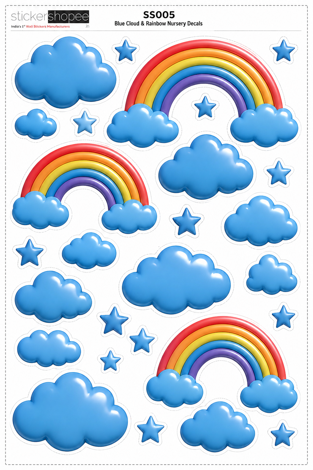 Cloud & Rainbow Nursery Decals Wall Sticker – SS005-A
