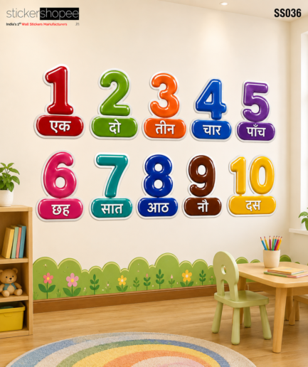 Hindi Numbers Wall Sticker – SS036