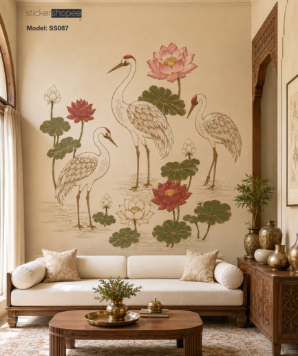 Lotus & Cranes Wall Sticker – SS087