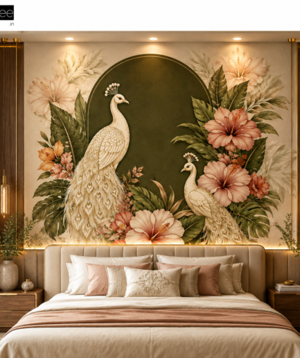 Peacock Floral Elegance Wall Sticker – SS099