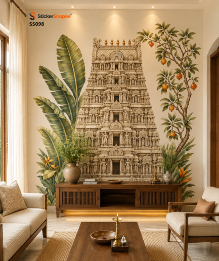 South Indian Temple Gopuram Wall Sticker – SS098