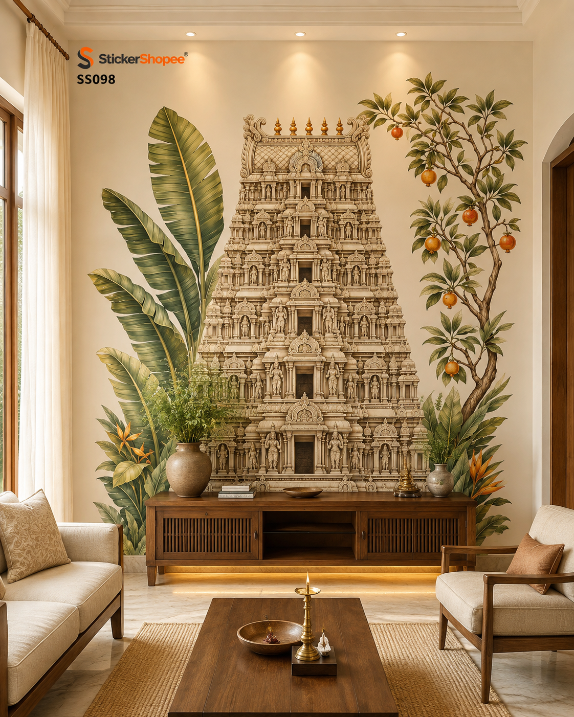 South Indian Temple Gopuram Wall Sticker – SS098