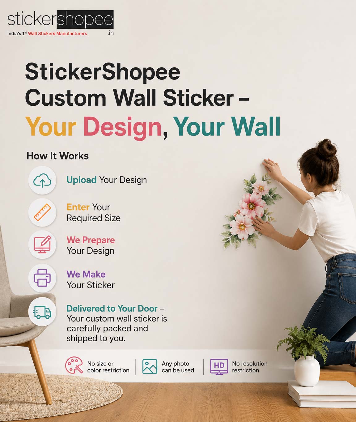 StickerShopee Custom Wall Sticker – Your Design, Your Wall