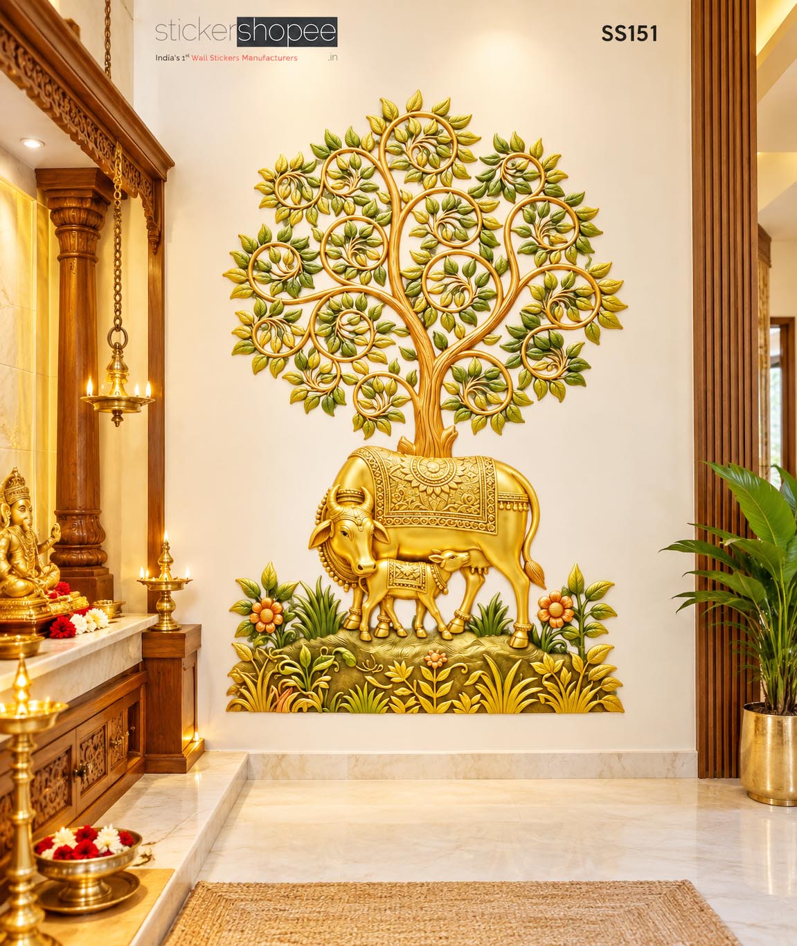 Kamadhenu Cow & Calf Wall Sticker (3)