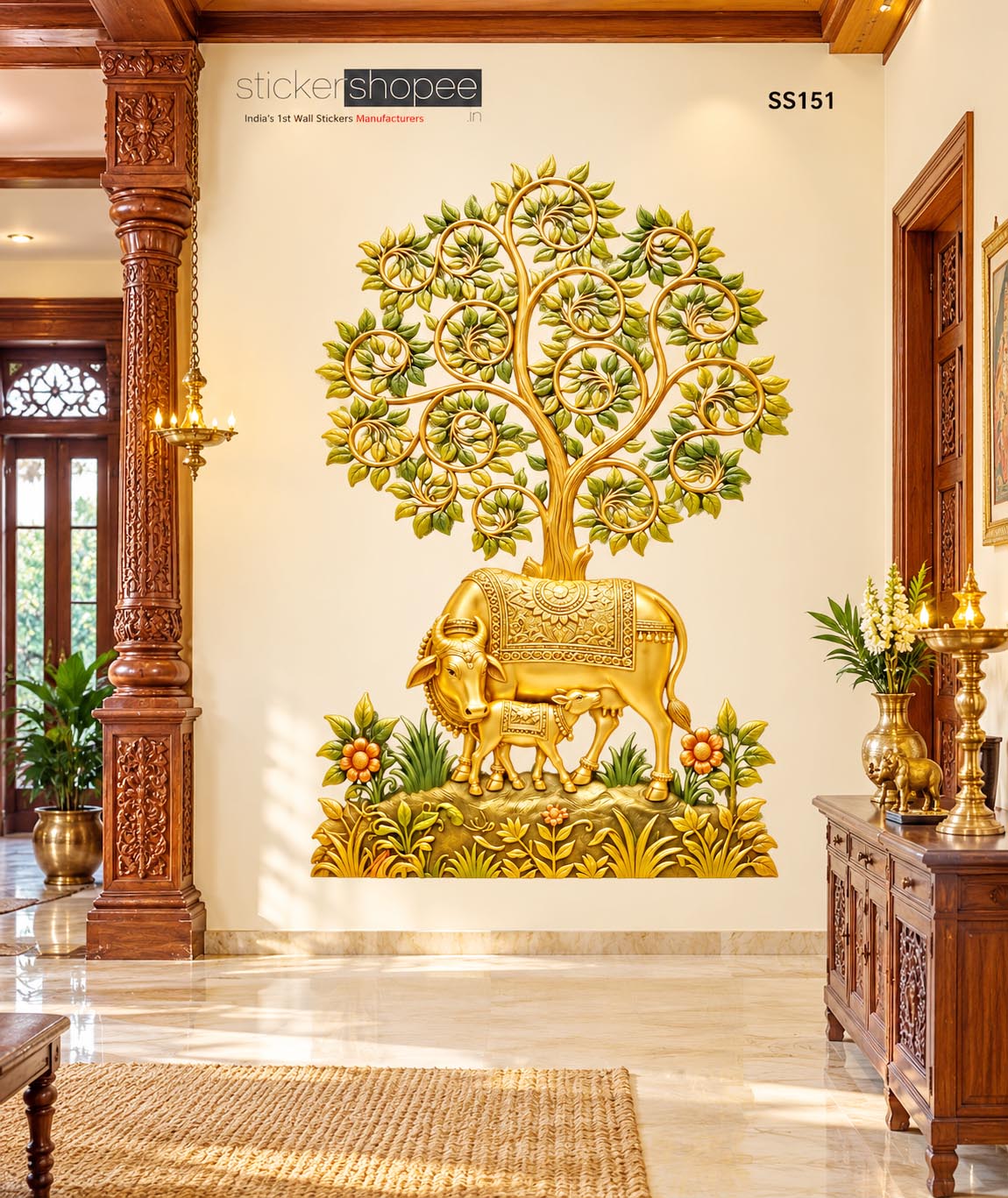 Kamadhenu Cow & Calf Wall Sticker (4)