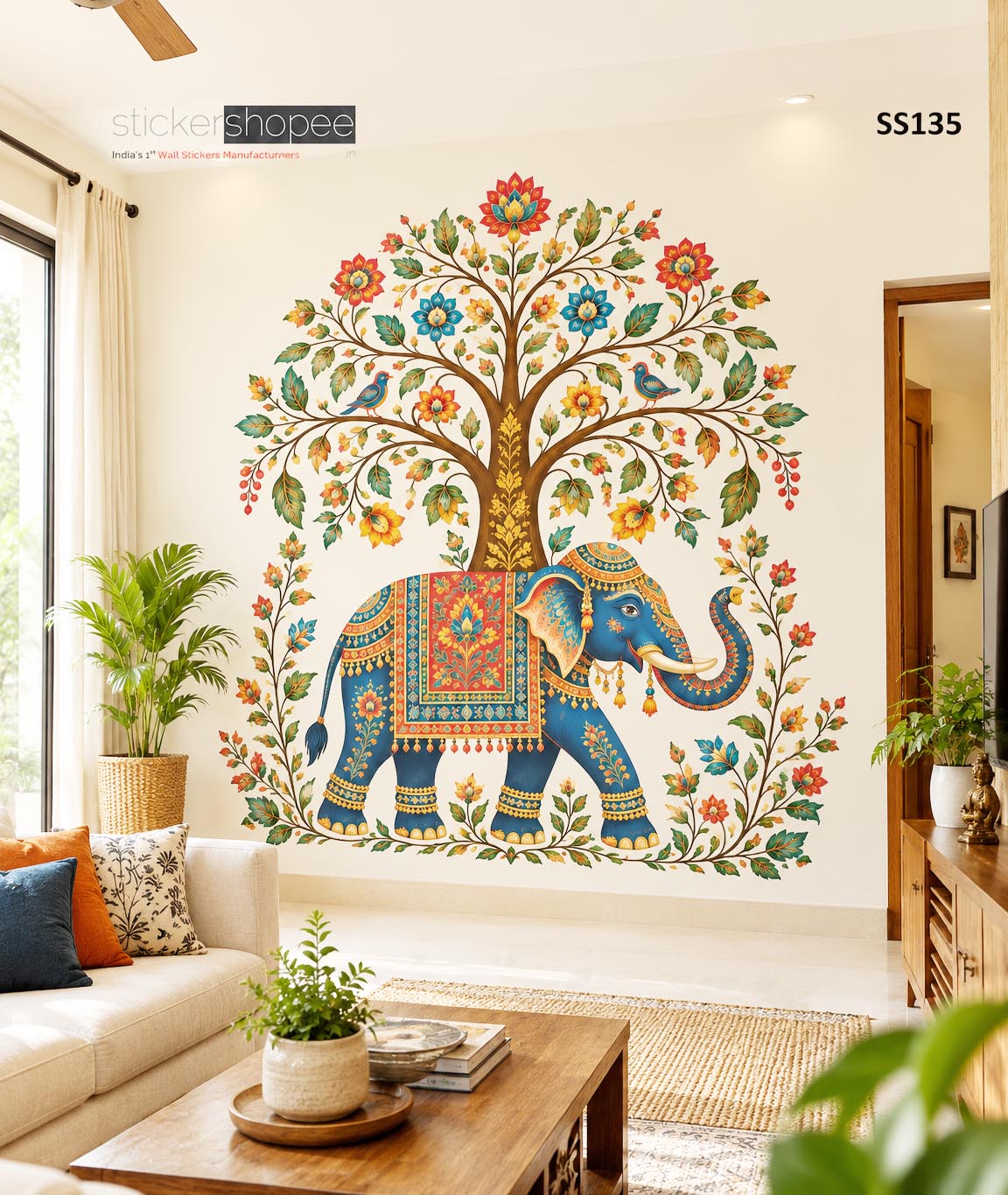 Madhubani Painting Style Wall Sticker (3)