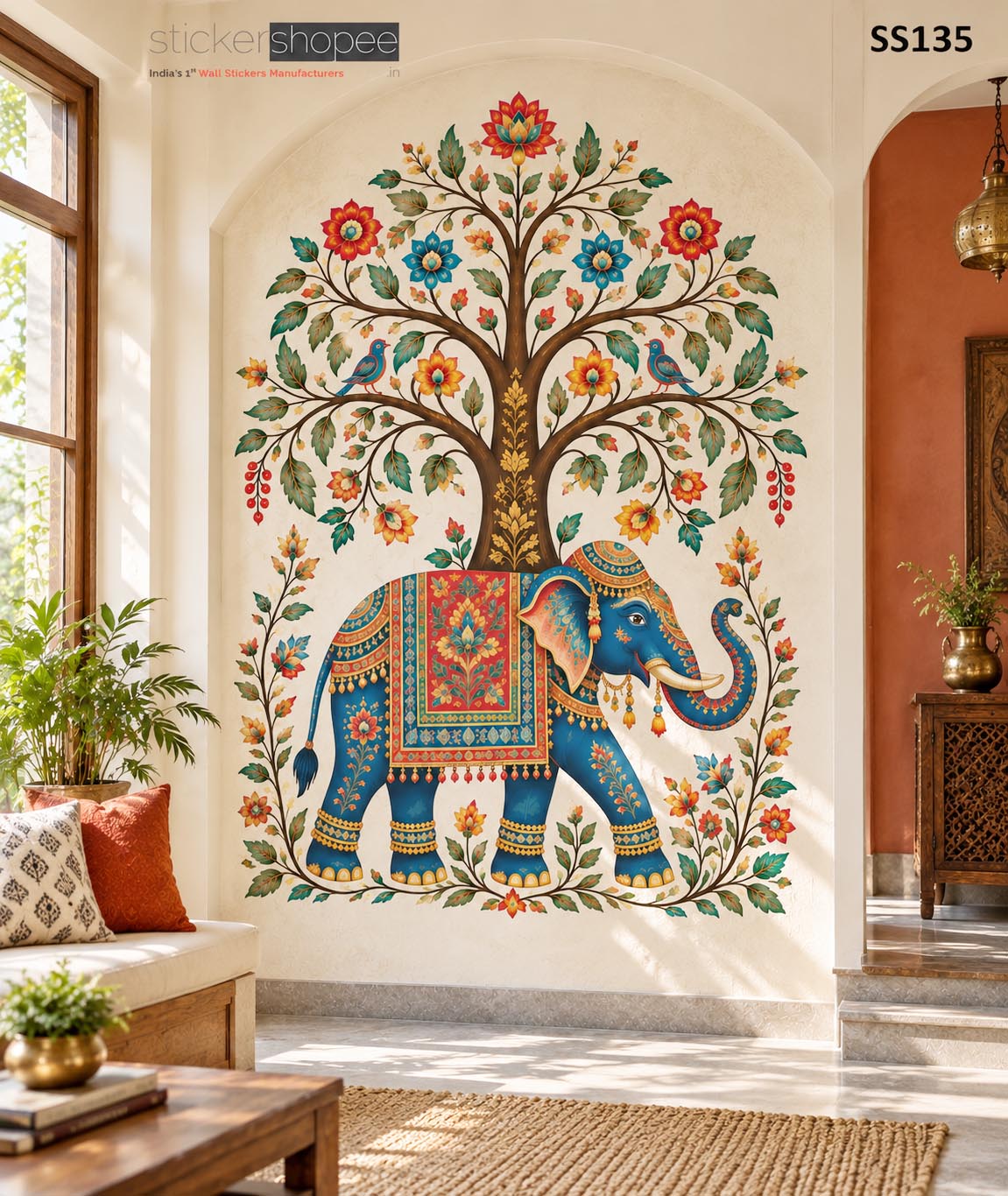 Madhubani Painting Style Wall Sticker (4)