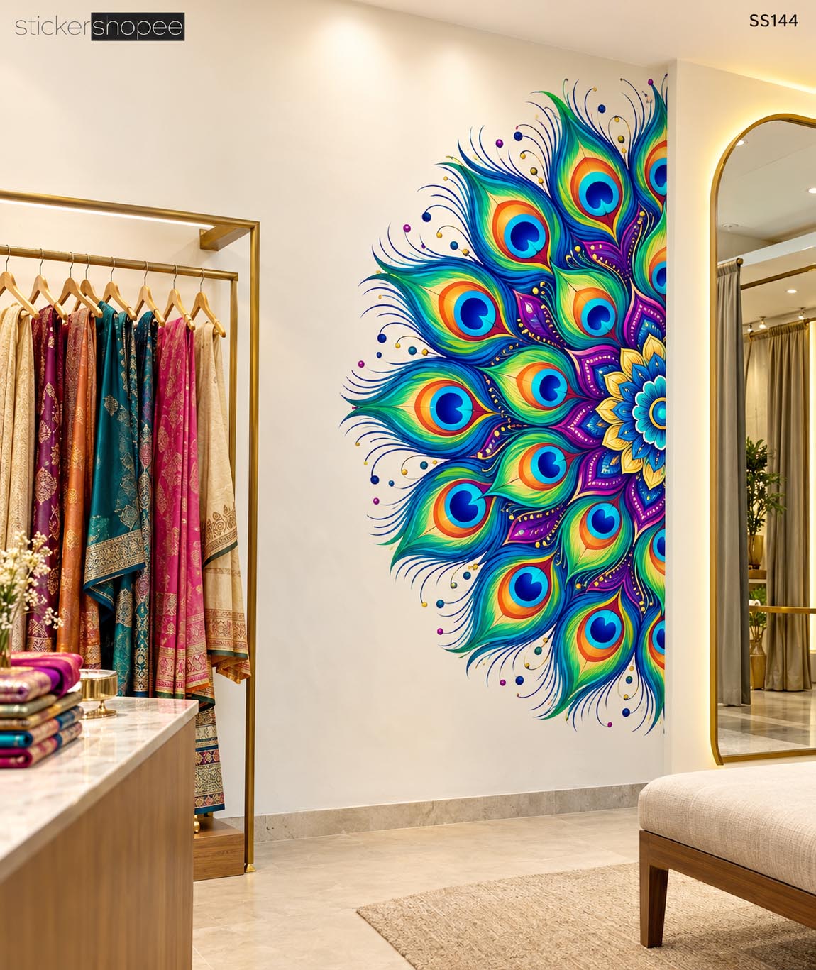 Peacock Feather Mandala Wall Sticker