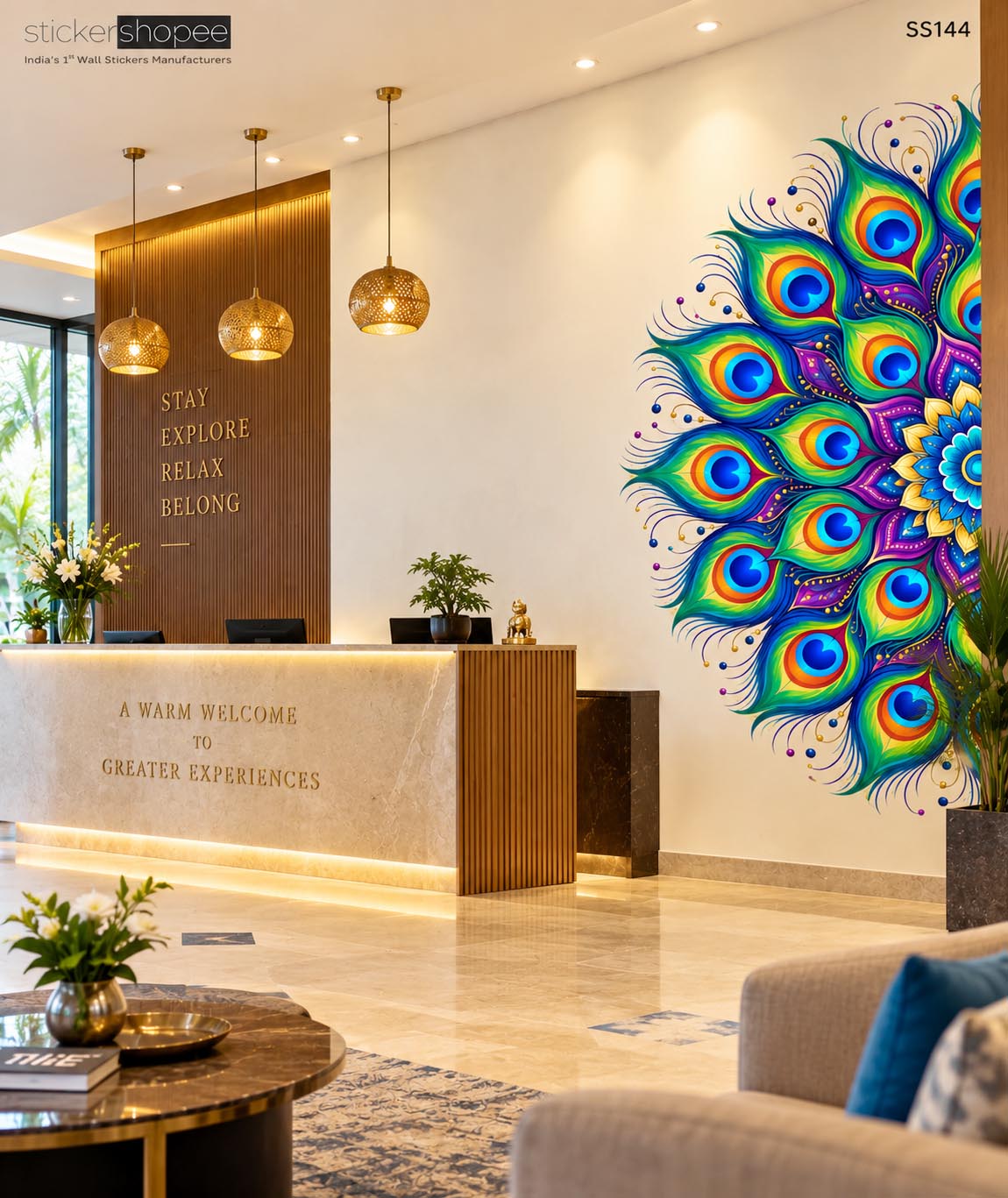 Peacock Feather Mandala Wall Sticker (4)