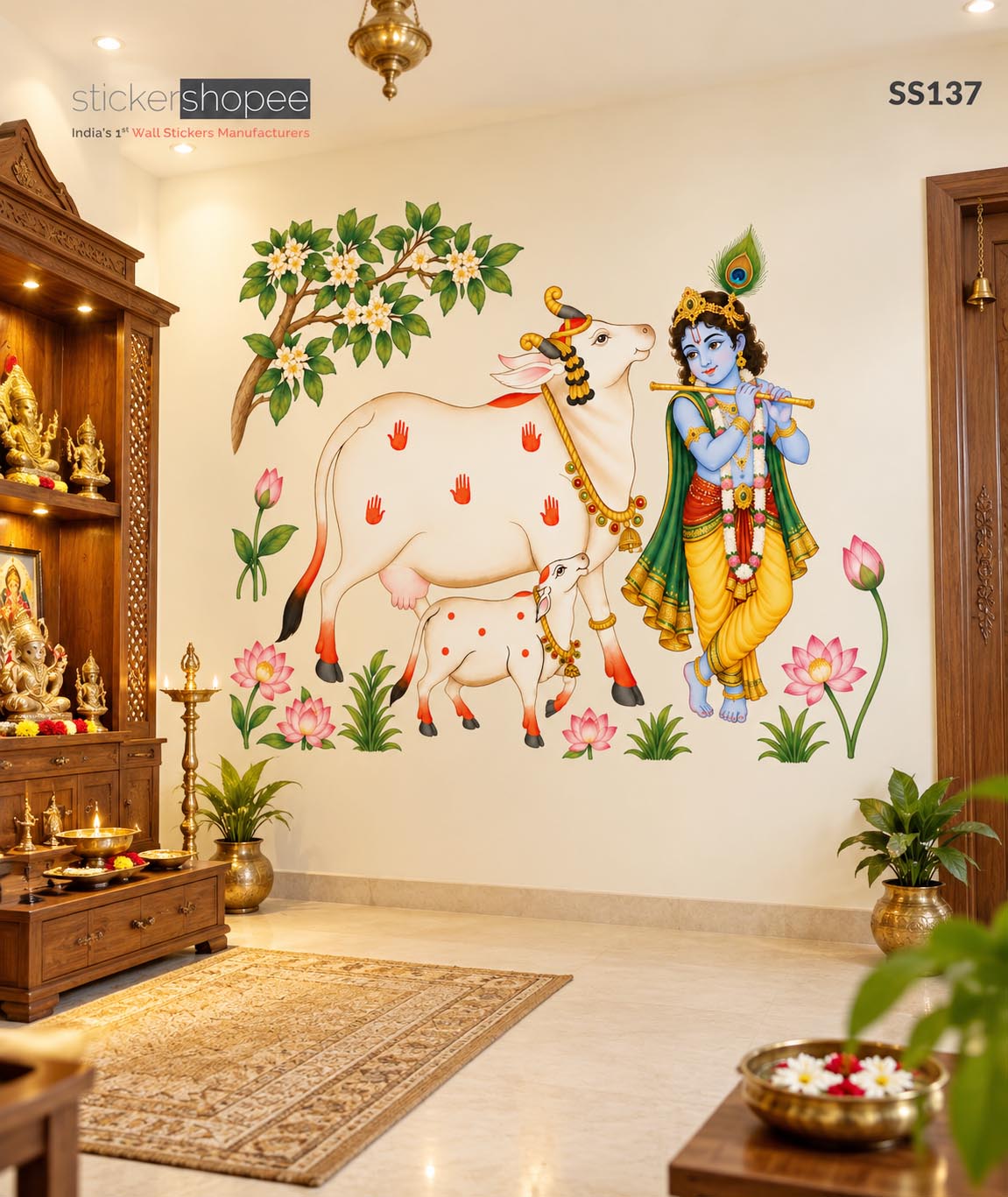 Pichwai Cow & Krishna Wall Sticker – SS137 (4)