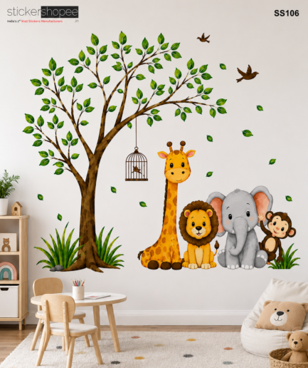 Safari Animals & Tree Wall Sticker – SS106