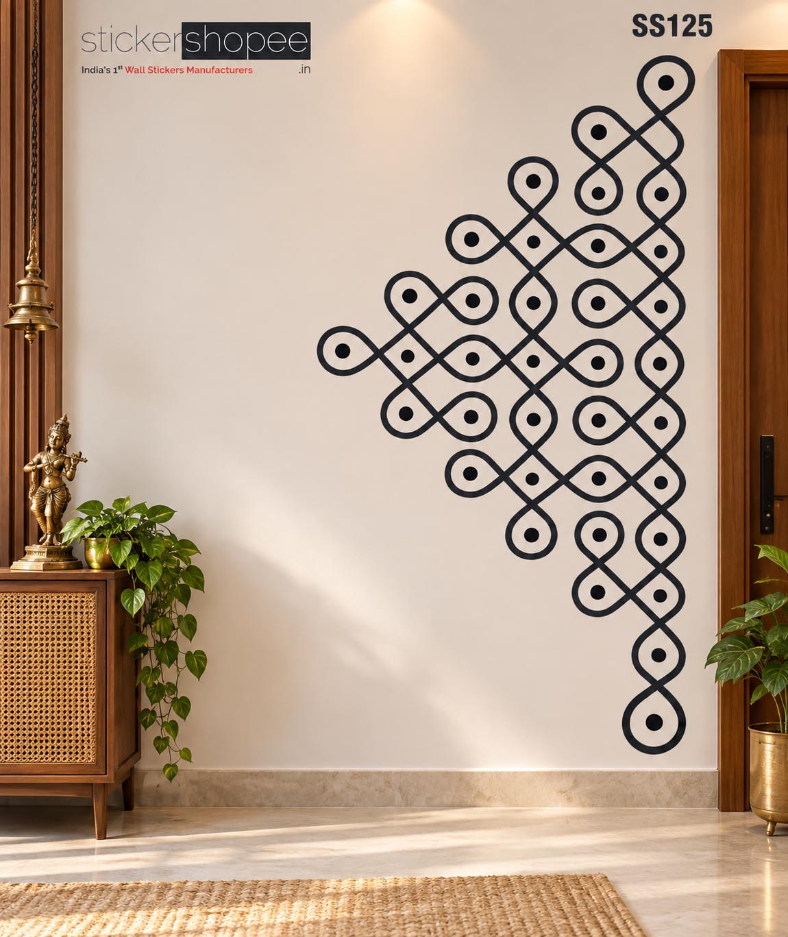 Traditional Sikku Kolam Corner Wall Sticker – SS125