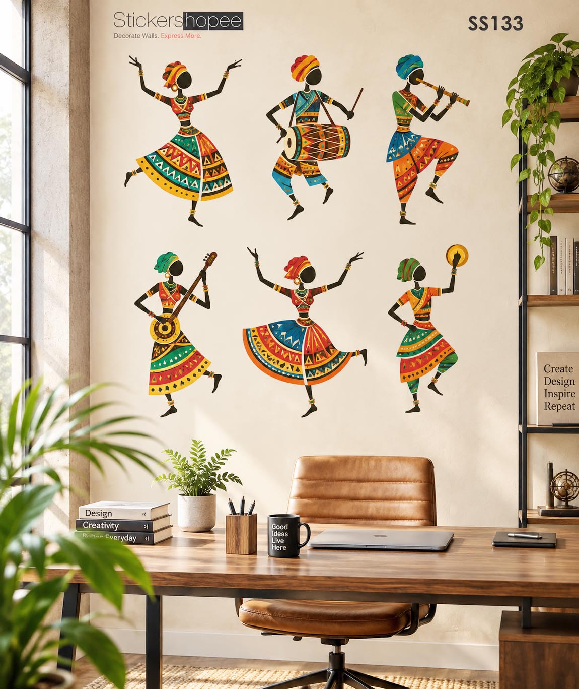 Warli Tribal Art Wall Sticker (2)