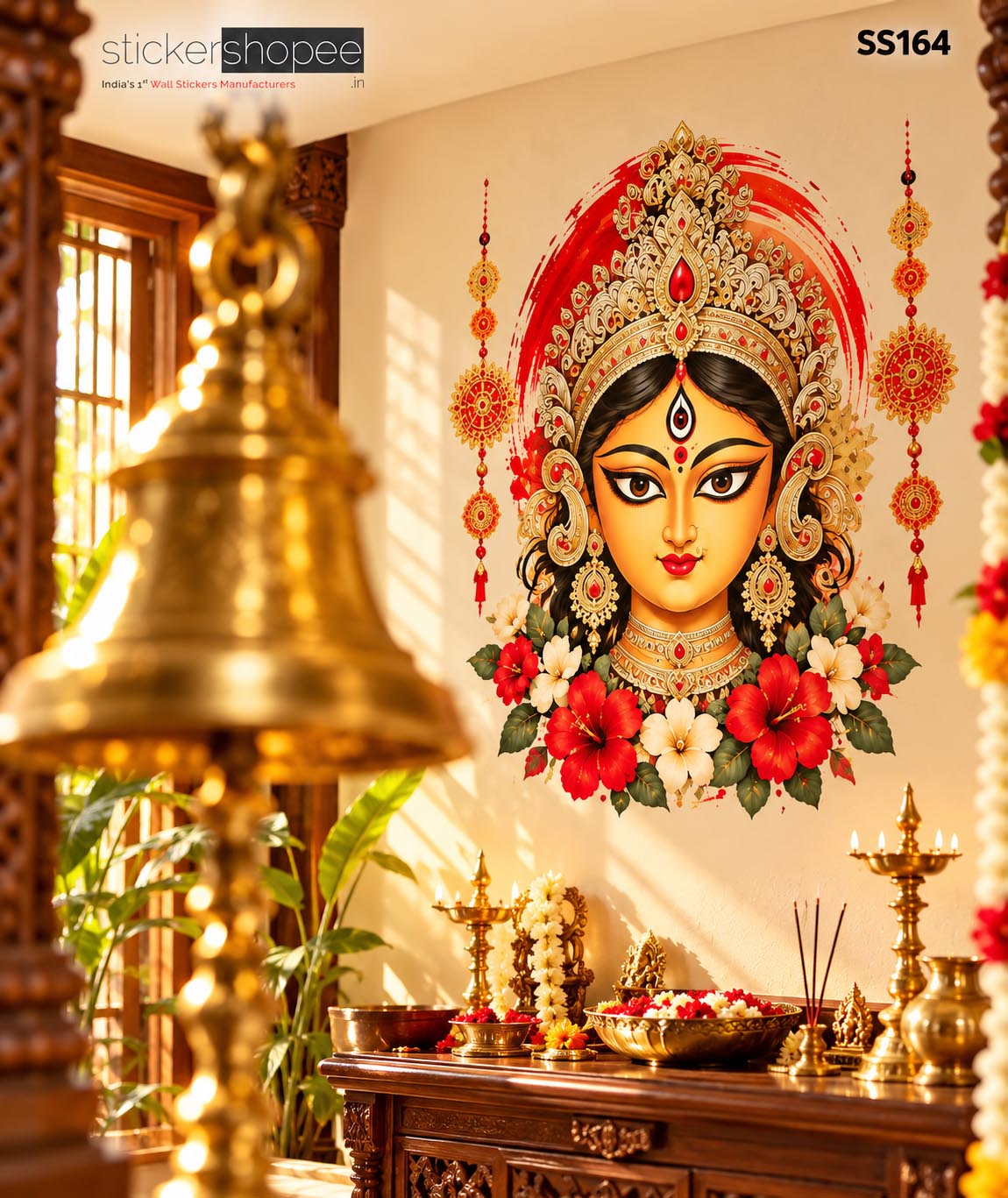 Goddess Durga Face Wall Sticker (1)