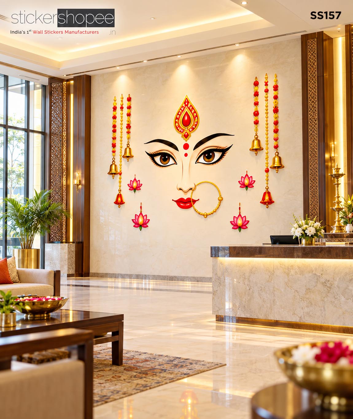 Goddess Durga Face Wall Sticker (1)