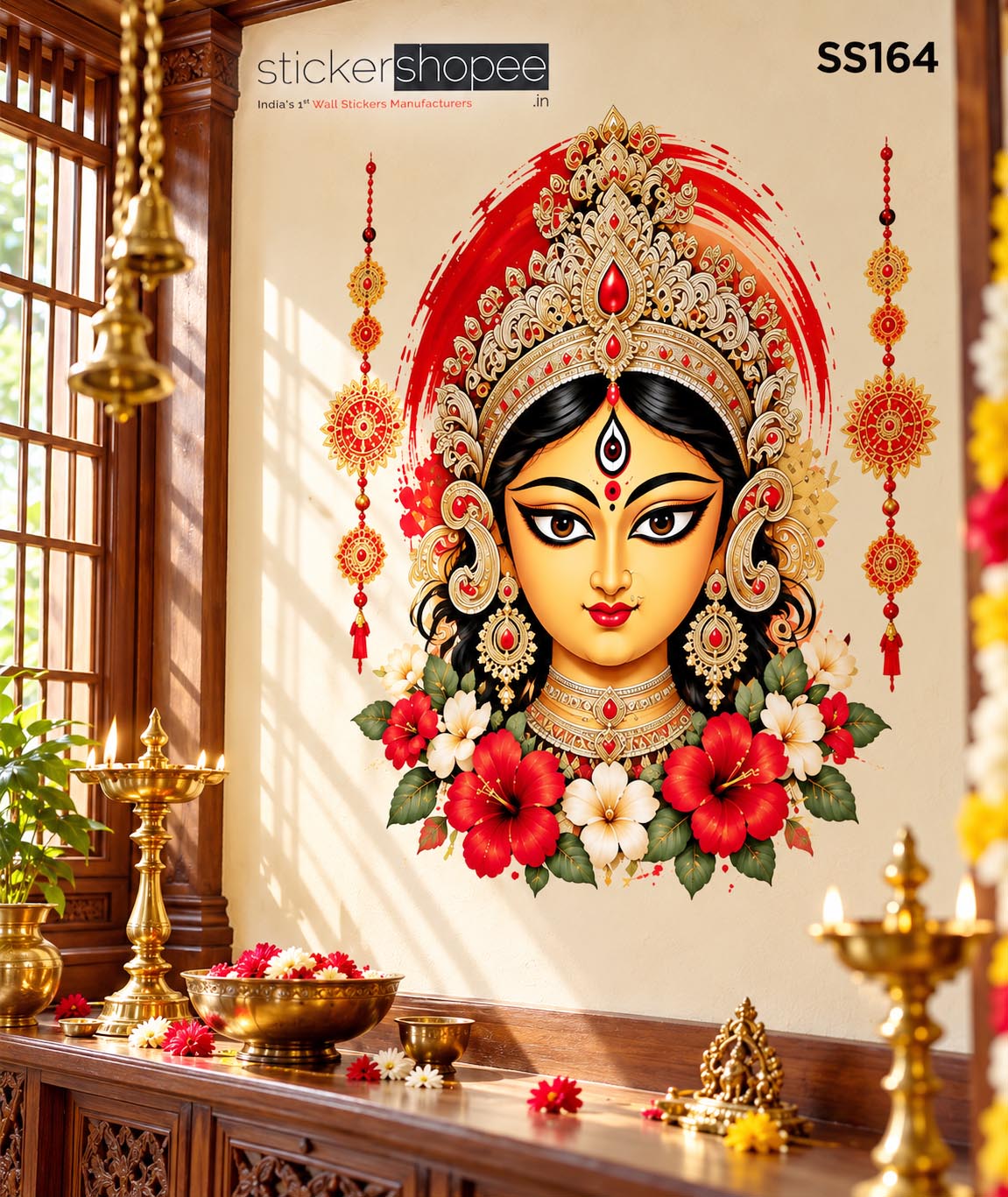 Goddess Durga Face Wall Sticker (2)
