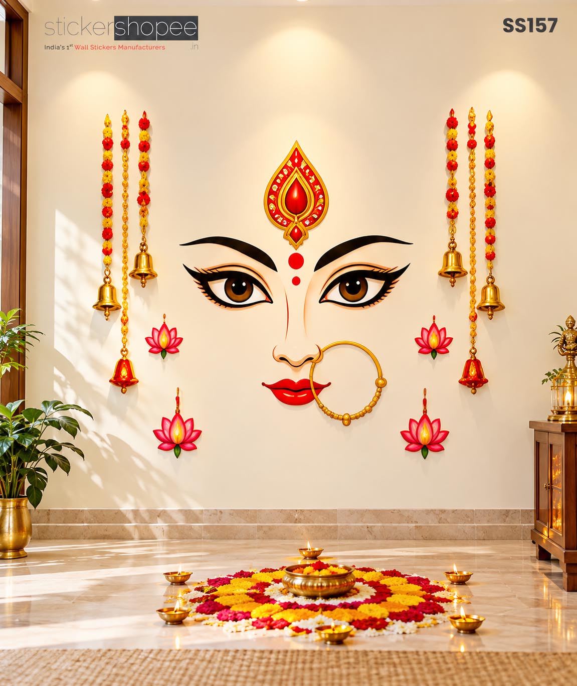 Goddess Durga Face Wall Sticker (2)