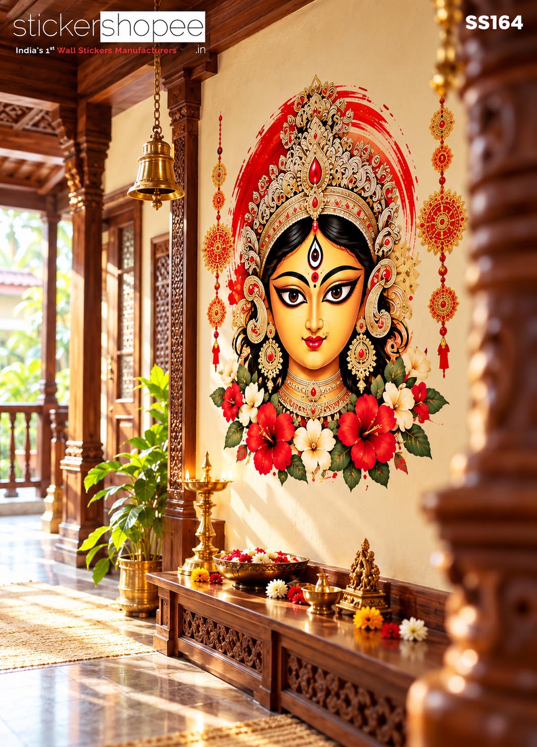 Goddess Durga Face Wall Sticker (3)