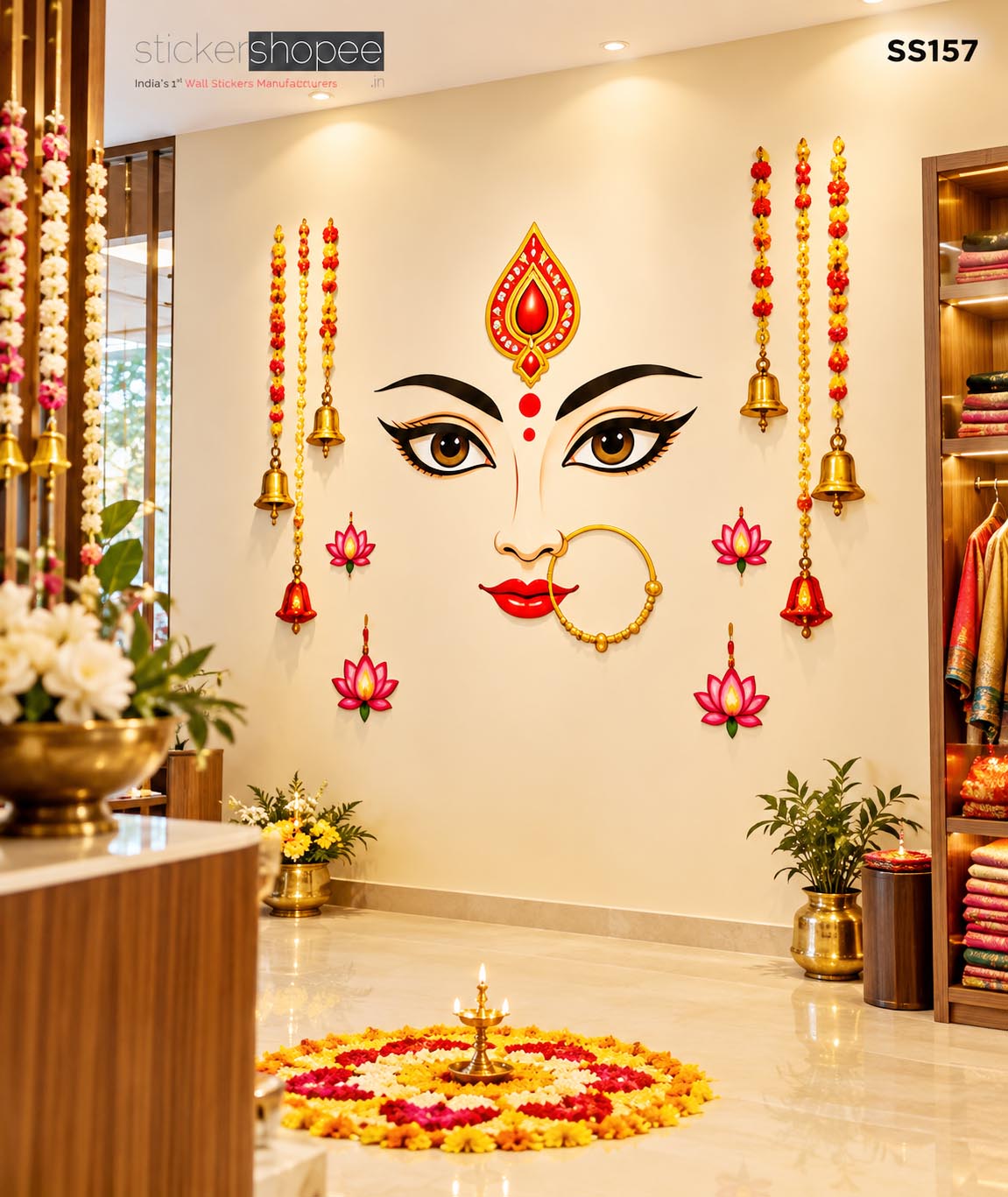 Goddess Durga Face Wall Sticker (3)