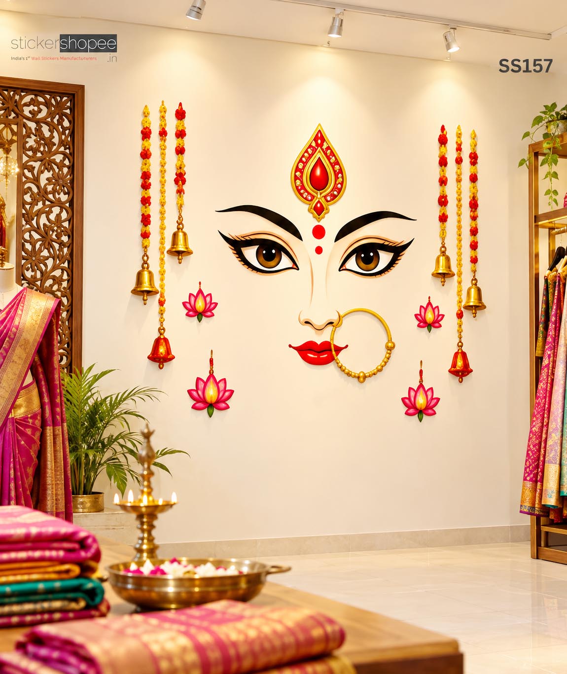 Goddess Durga Face Wall Sticker (4)