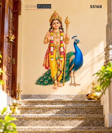 Lord Murugan with Peacock Wall Sticker – SS168