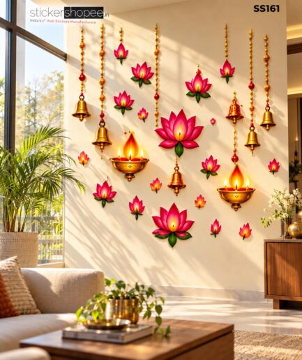 Lotus & Bells Festive Wall Sticker – SS161