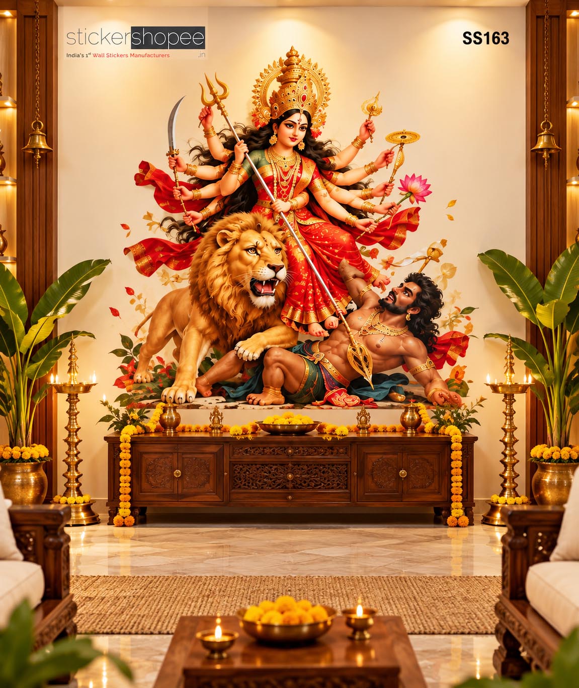 Maa Durga Mahishasura Mardini Wall Sticker (1)