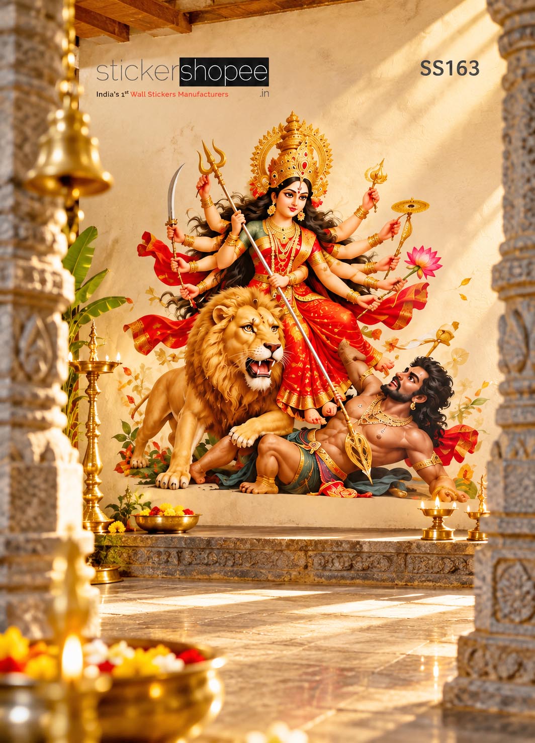 Maa Durga Mahishasura Mardini Wall Sticker (3)