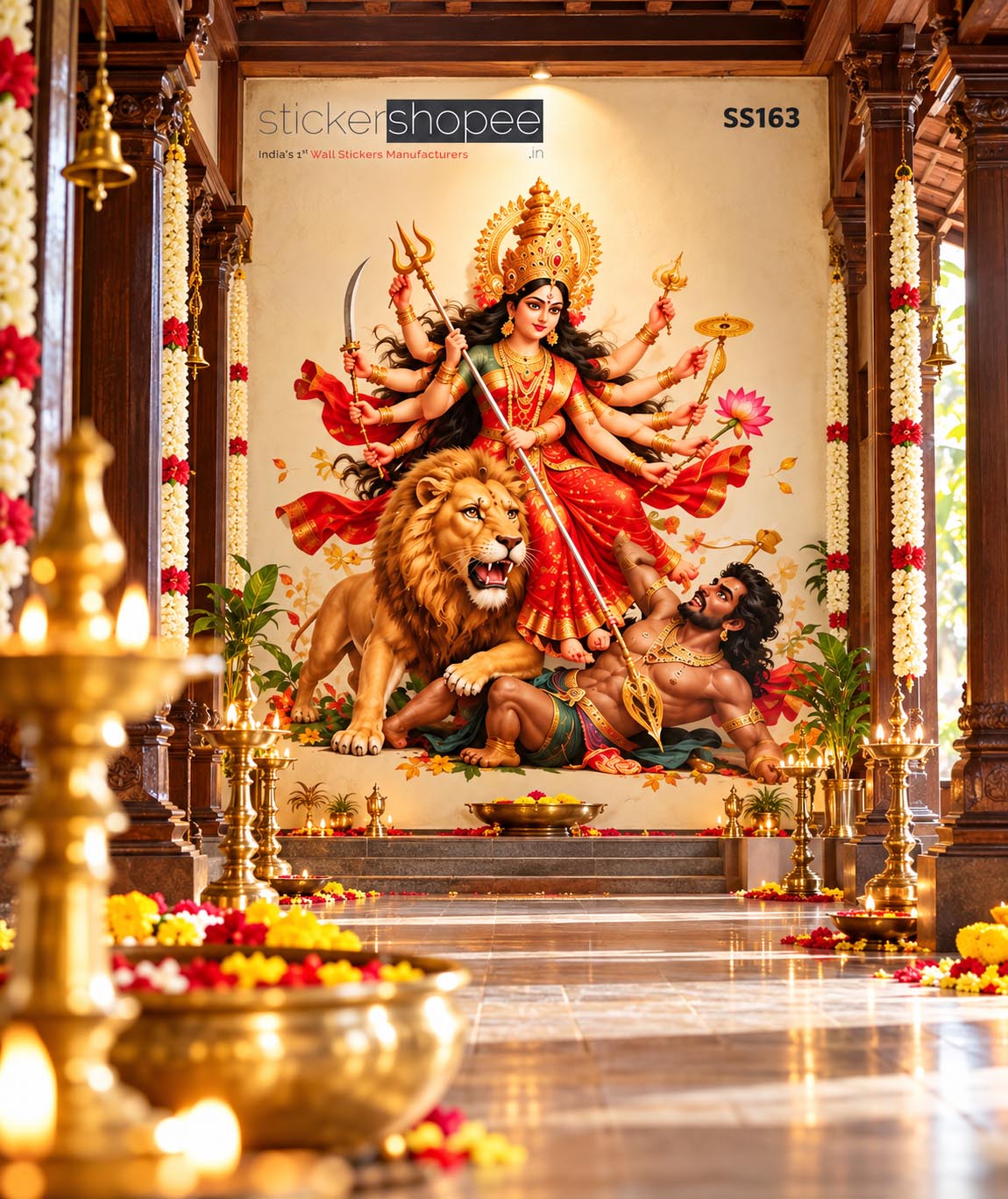 Maa Durga Mahishasura Mardini Wall Sticker (4)