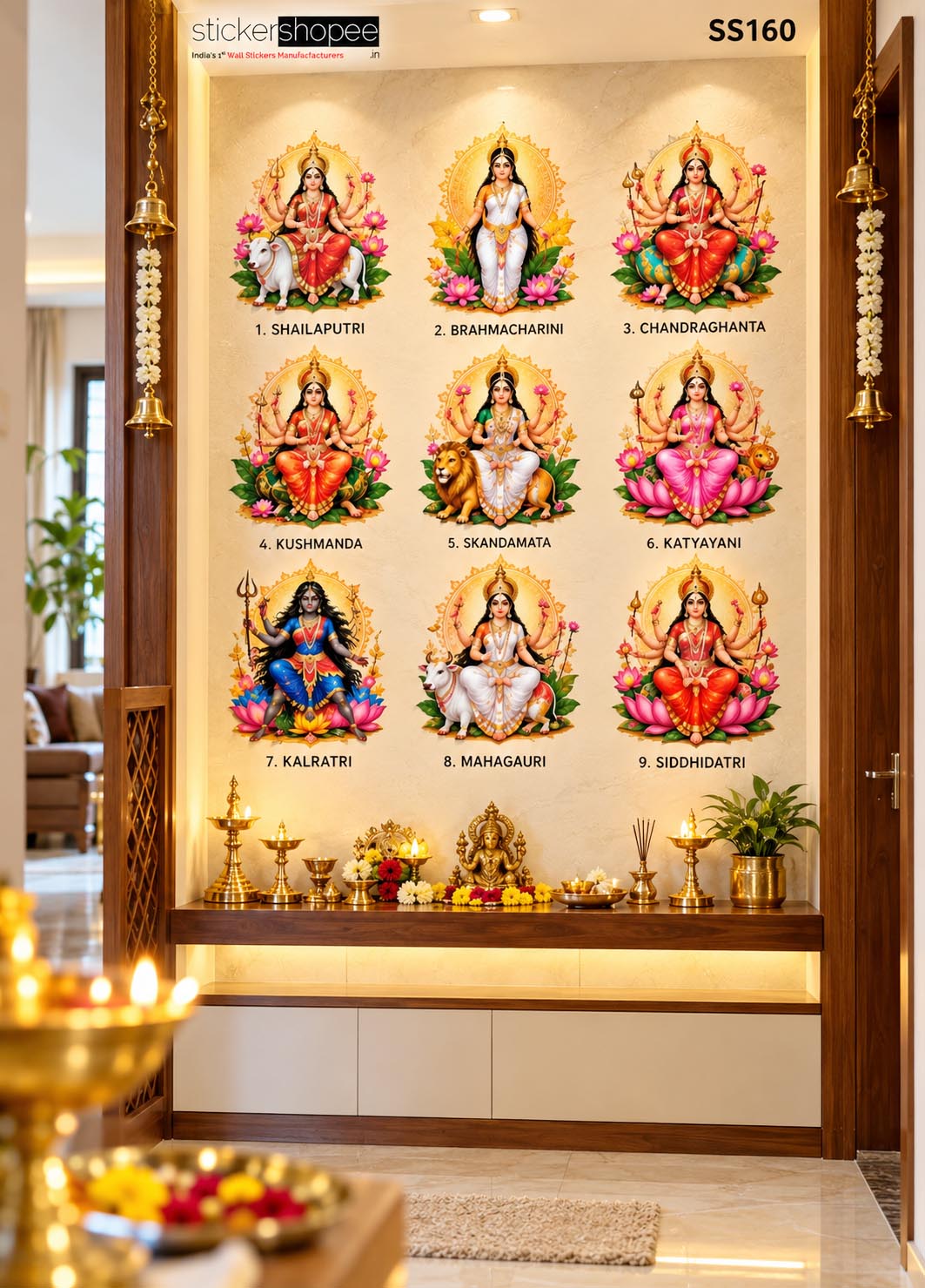 Navadurga 9 Goddess Wall Sticker (1)