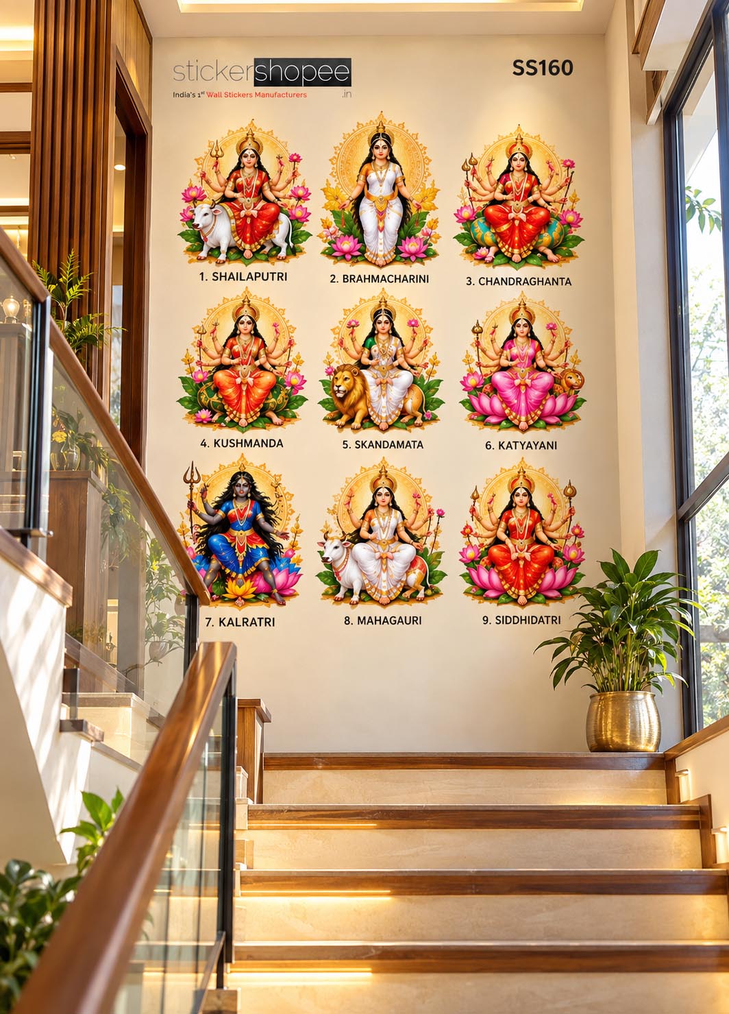 Navadurga 9 Goddess Wall Sticker (2)