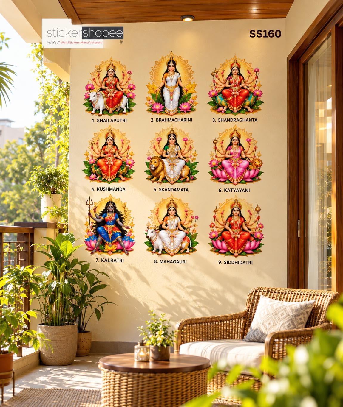 Navadurga 9 Goddess Wall Sticker (4)
