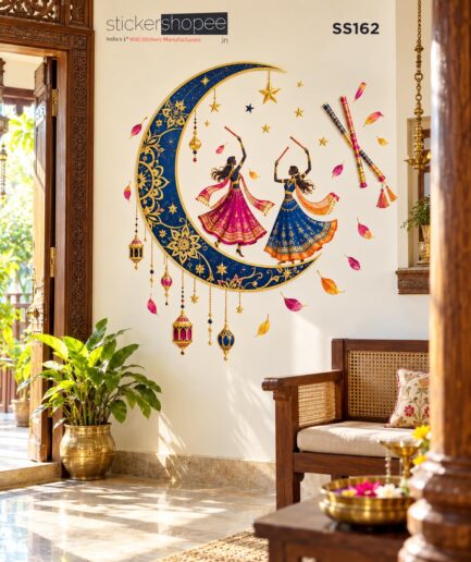 Navarathiri Dandiya Moon Wall Sticker – SS162