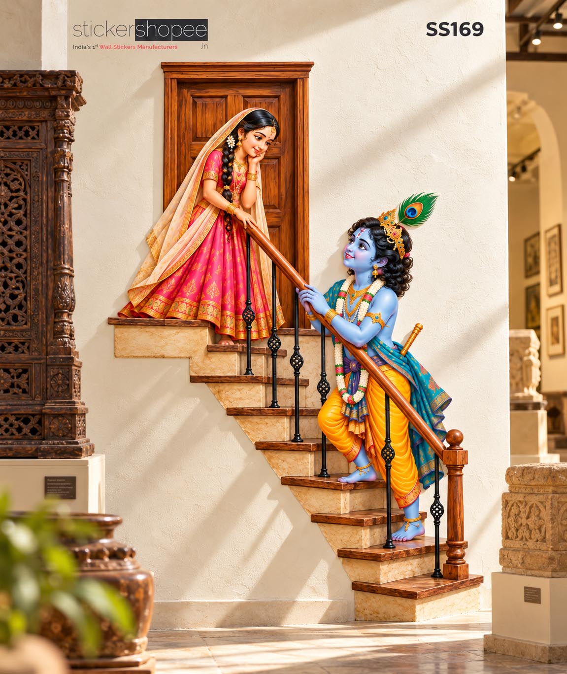 Radha Krishna Staircase Wall Sticker (4)