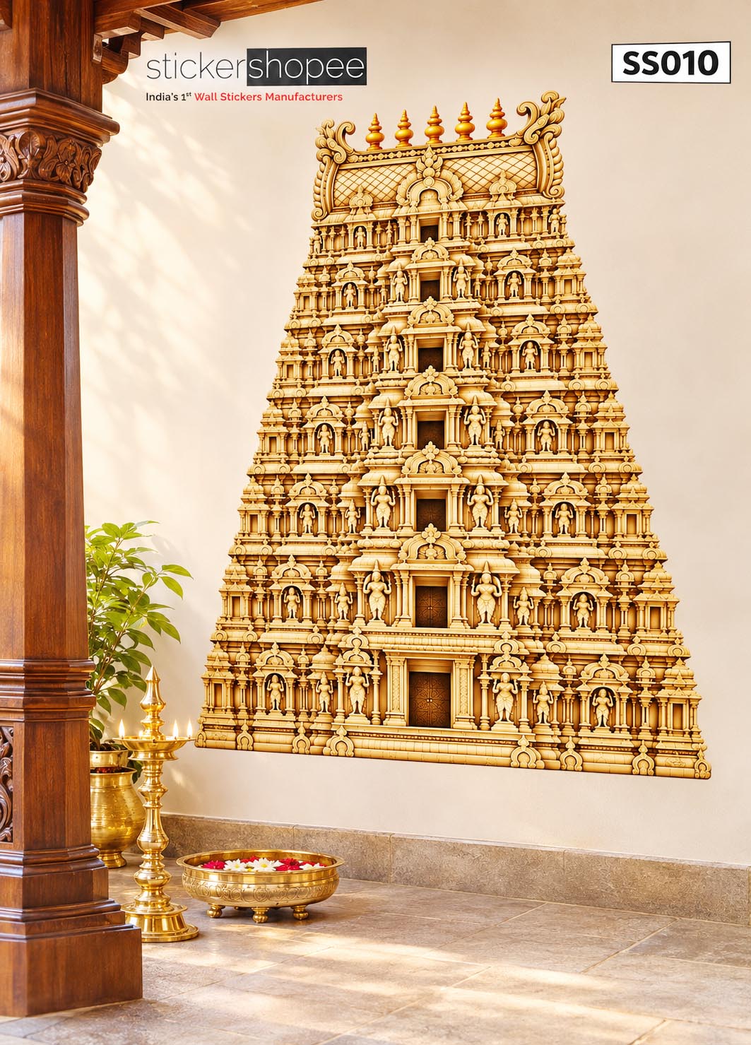 South Indian Temple Gopuram Wall Sticker – SS010 (2)